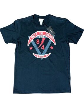 Diesel Black Red White Only The Brave Short Sleeve Tee Shirt Boys Logo NWT 10